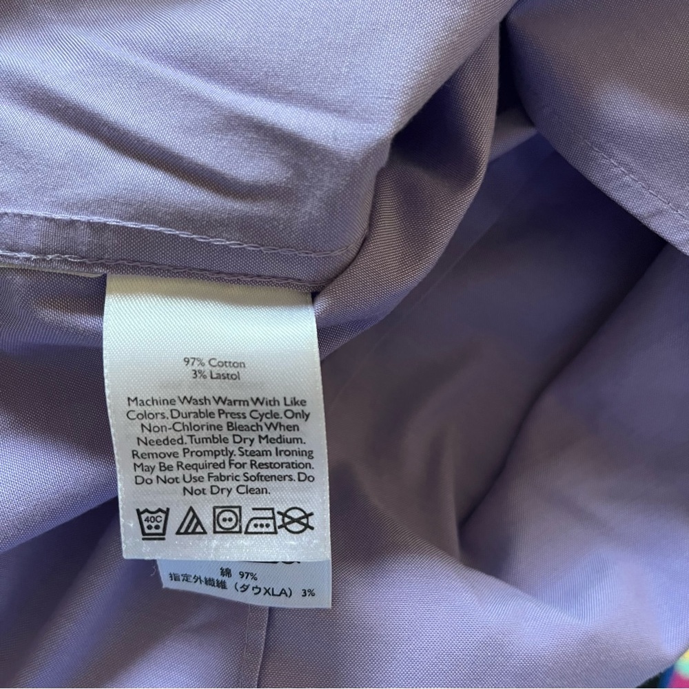 Eddie Bauer Stretch Wrinkle Resistant Light Purple Button Front Shirt - Picture 6 of 7